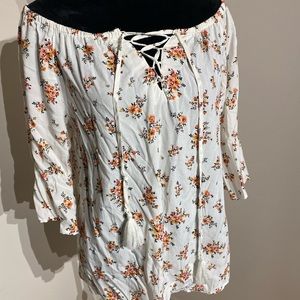 Floral off the shoulder shirt with flare sleeves